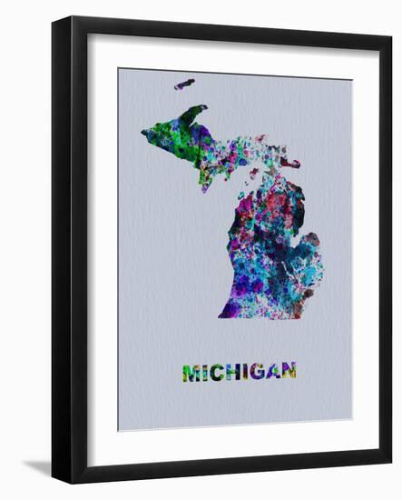 Michigan Color Splatter Map-NaxArt-Framed Art Print