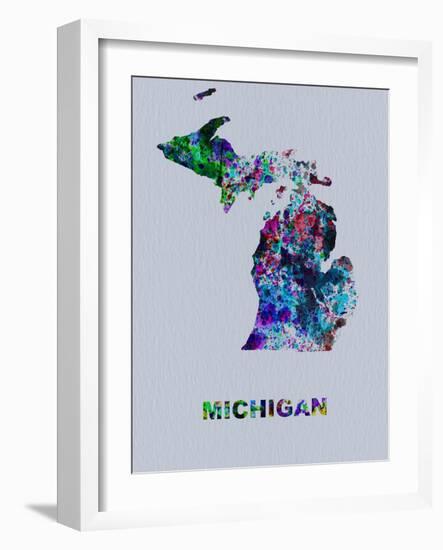 Michigan Color Splatter Map-NaxArt-Framed Art Print