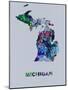 Michigan Color Splatter Map-NaxArt-Mounted Art Print