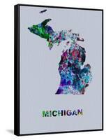 Michigan Color Splatter Map-NaxArt-Framed Stretched Canvas