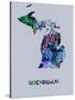 Michigan Color Splatter Map-NaxArt-Stretched Canvas