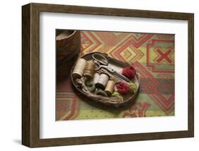 Michigan, Dearborn, Greenfield Village. Historic Webster House, vintage sewing box.-Cindy Miller Hopkins-Framed Photographic Print