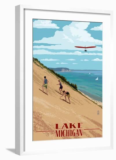 Michigan - Dunes-Lantern Press-Framed Art Print