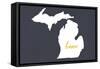 Michigan - Home State - Gray-Lantern Press-Framed Stretched Canvas