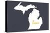 Michigan - Home State - Gray-Lantern Press-Stretched Canvas