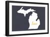 Michigan - Home State - Gray-Lantern Press-Framed Art Print