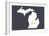 Michigan - Home State - Gray-Lantern Press-Framed Art Print