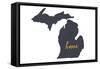 Michigan - Home State - White-Lantern Press-Framed Stretched Canvas