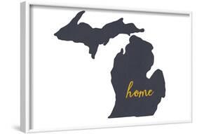 Michigan - Home State - White-Lantern Press-Framed Art Print