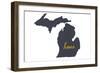 Michigan - Home State - White-Lantern Press-Framed Art Print