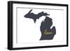 Michigan - Home State - White-Lantern Press-Framed Art Print