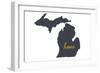 Michigan - Home State - White-Lantern Press-Framed Art Print