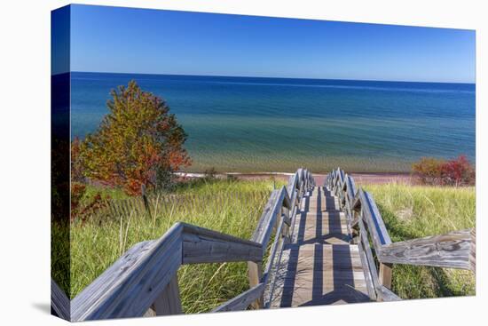 Michigan, Keweenaw Peninsula. Great Sand Bay, trail to beach and Lake Superior-Jamie & Judy Wild-Stretched Canvas
