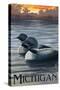 Michigan - Loons Scene-Lantern Press-Stretched Canvas