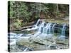 Michigan, Lower Au Train Falls, Autumn Waterfall in Upper Michigan-Julie Eggers-Stretched Canvas