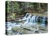 Michigan, Lower Au Train Falls, Autumn Waterfall in Upper Michigan-Julie Eggers-Stretched Canvas