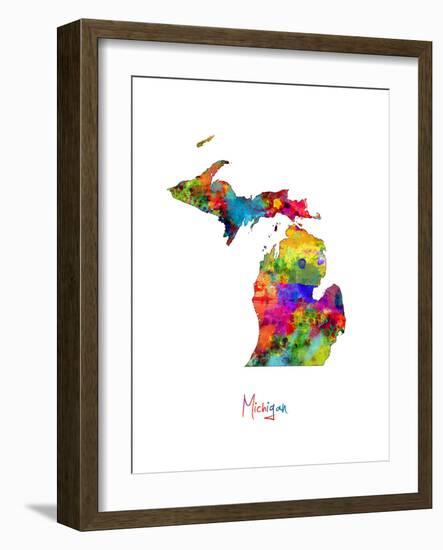 Michigan Map-Michael Tompsett-Framed Art Print