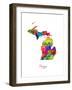 Michigan Map-Michael Tompsett-Framed Art Print