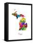 Michigan Map-Michael Tompsett-Framed Stretched Canvas