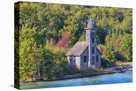 Michigan, Munising. Grand Island, East Channel Lighthouse-Jamie & Judy Wild-Stretched Canvas