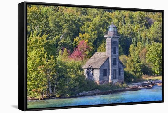 Michigan, Munising. Grand Island, East Channel Lighthouse-Jamie & Judy Wild-Framed Stretched Canvas
