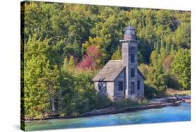 Michigan, Munising. Grand Island, East Channel Lighthouse-Jamie & Judy Wild-Stretched Canvas