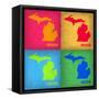 Michigan Pop Art Map 1-NaxArt-Framed Stretched Canvas