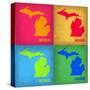 Michigan Pop Art Map 1-NaxArt-Stretched Canvas