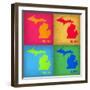 Michigan Pop Art Map 1-NaxArt-Framed Art Print