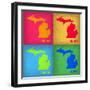 Michigan Pop Art Map 1-NaxArt-Framed Art Print