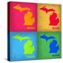 Michigan Pop Art Map 1-NaxArt-Stretched Canvas