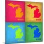 Michigan Pop Art Map 1-NaxArt-Mounted Art Print