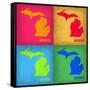 Michigan Pop Art Map 1-NaxArt-Framed Stretched Canvas