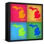 Michigan Pop Art Map 1-NaxArt-Framed Stretched Canvas