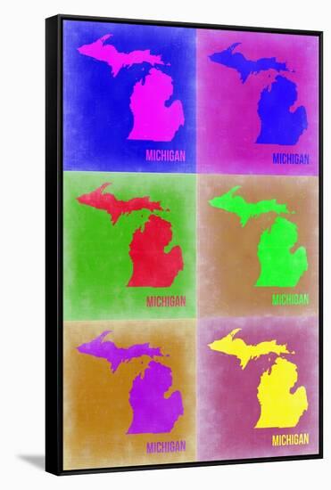 Michigan Pop Art Map 2-NaxArt-Framed Stretched Canvas