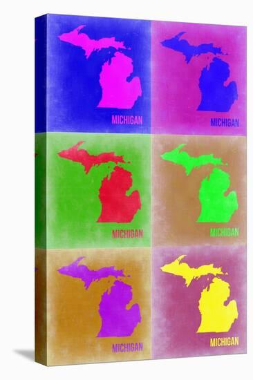 Michigan Pop Art Map 2-NaxArt-Stretched Canvas
