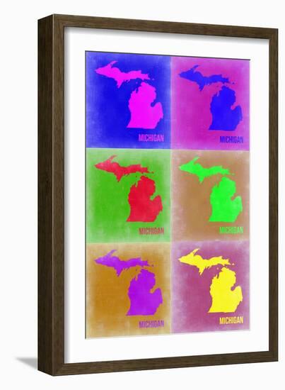 Michigan Pop Art Map 2-NaxArt-Framed Art Print