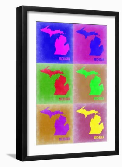 Michigan Pop Art Map 2-NaxArt-Framed Art Print