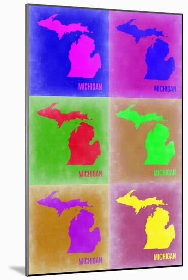 Michigan Pop Art Map 2-NaxArt-Mounted Art Print