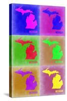 Michigan Pop Art Map 2-NaxArt-Stretched Canvas