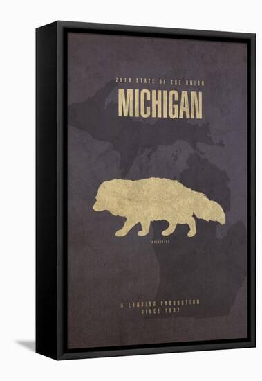 Michigan Poster-David Bowman-Framed Stretched Canvas