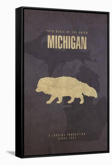Michigan Poster-David Bowman-Framed Stretched Canvas