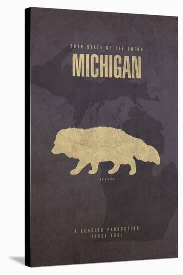 Michigan Poster-David Bowman-Stretched Canvas