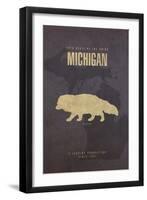 Michigan Poster-David Bowman-Framed Giclee Print