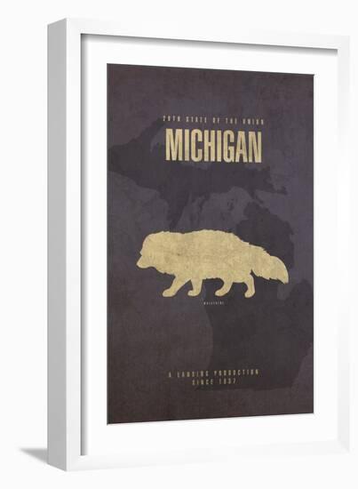 Michigan Poster-David Bowman-Framed Giclee Print