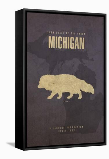 Michigan Poster-David Bowman-Framed Stretched Canvas