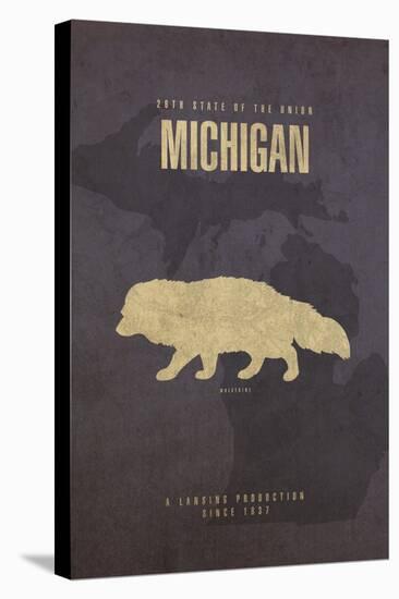 Michigan Poster-David Bowman-Stretched Canvas