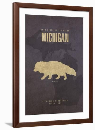 Michigan Poster-David Bowman-Framed Giclee Print