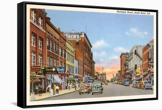 Michigan Street, South Bend, Indiana-null-Framed Stretched Canvas