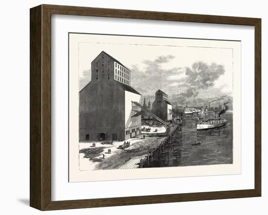 Michigan: the New Vanderbilt Grain Elevator at Detroit, U.S., 1880 1881-null-Framed Giclee Print